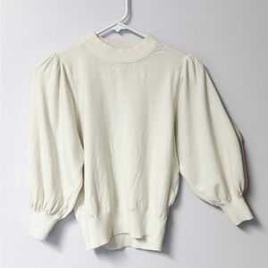 NWOT Ontwelth off white/cream balloon sleeve mock neck sweater, Size S